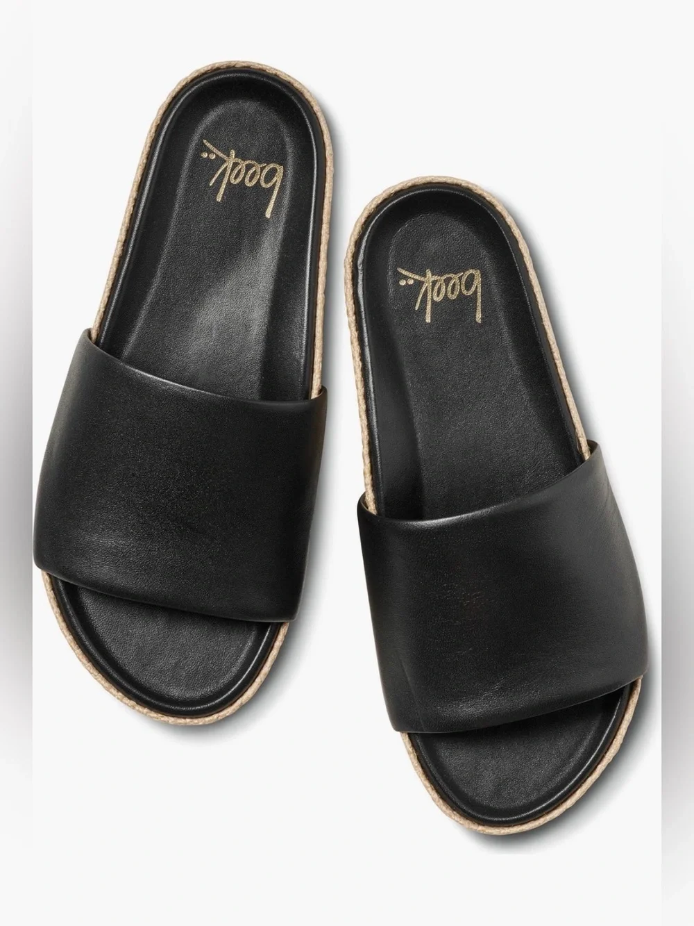 beek Pelican Black & Jute Sandals with Platform Sole - Size 8 NIB